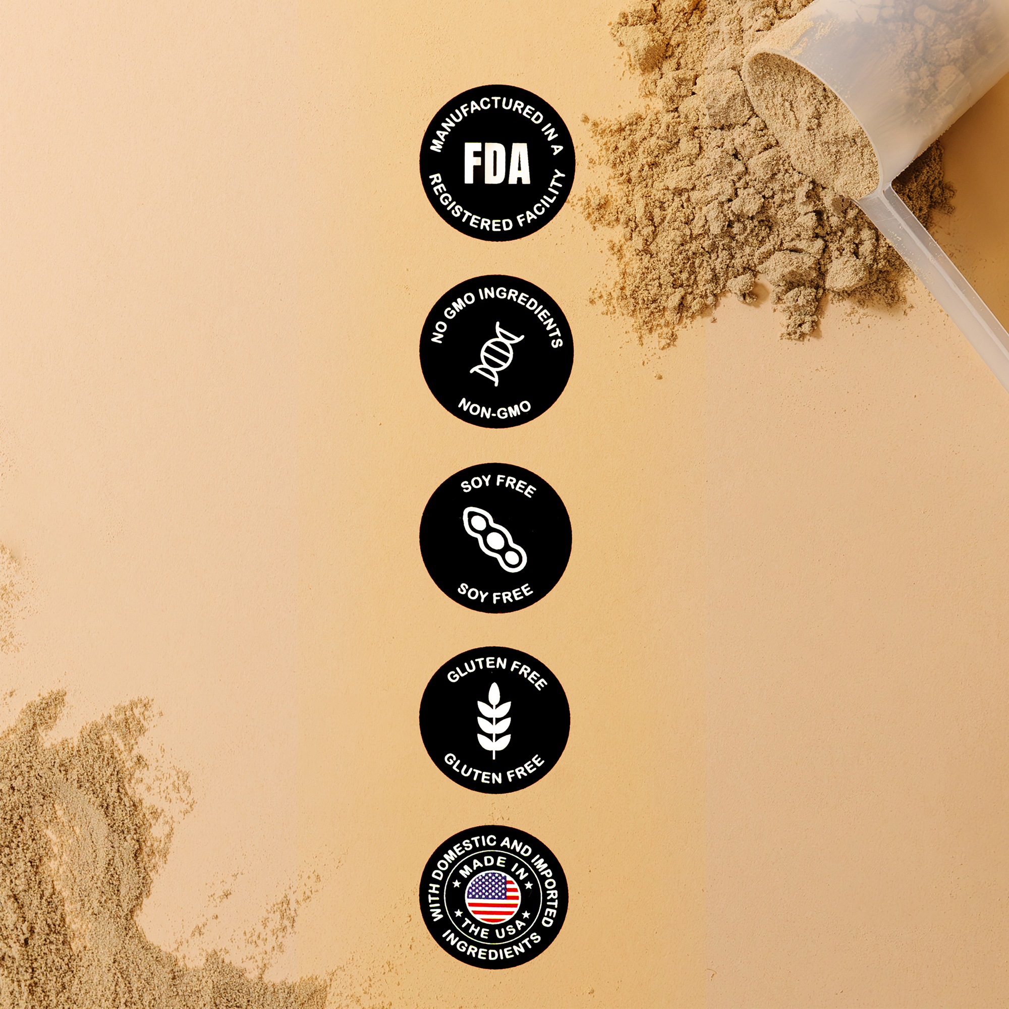 fda, non gmo, soy free, gluten free, made in usa